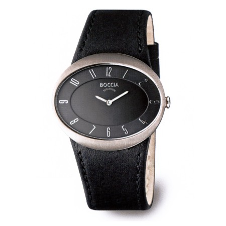 Boccia Titanium Black Oval Face Watch - 3165-06 - Click Image to Close